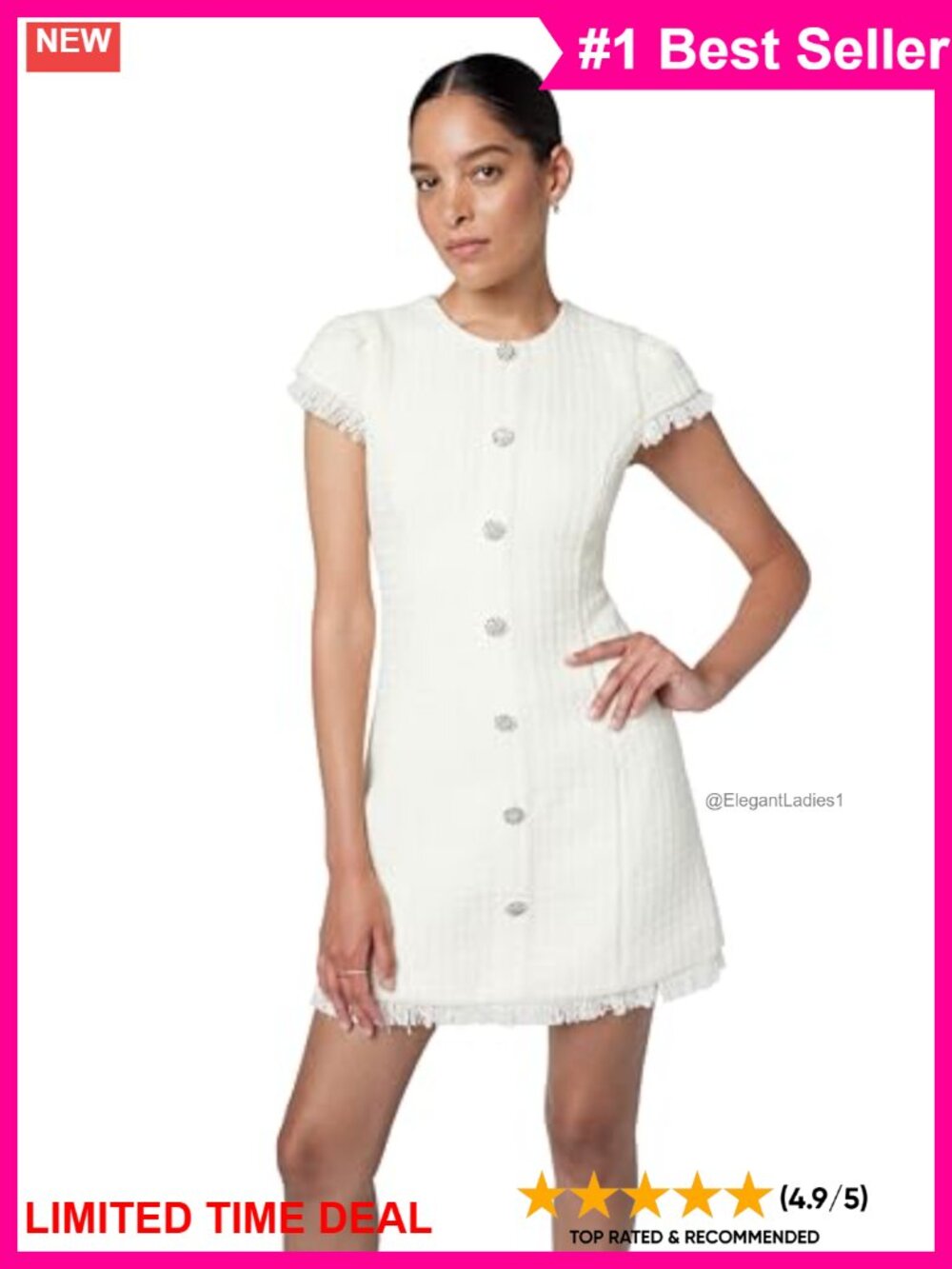 Tweed Collarless Fit & Flare Cocktail Party Dress